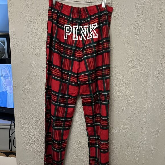 Victorias Secret PINK Pajama Lounge Pants Womens Size L Red Plaid - Picture 6 of 7